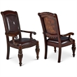 Bowery Hill Leather Cherry Dining Arm Chair Rectangular Hand Carved 44