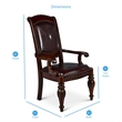 Bowery Hill Leather Cherry Dining Arm Chair Rectangular Hand Carved 44
