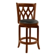 Bowery Hill Wood & Faux Leather Swivel Counter Stool in Cherry/Black