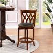 Bowery Hill Wood & Faux Leather Swivel Counter Stool in Cherry/Black