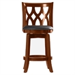 Bowery Hill Wood & Faux Leather Swivel Counter Stool in Cherry/Black