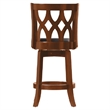 Bowery Hill Wood & Faux Leather Swivel Counter Stool in Cherry/Black