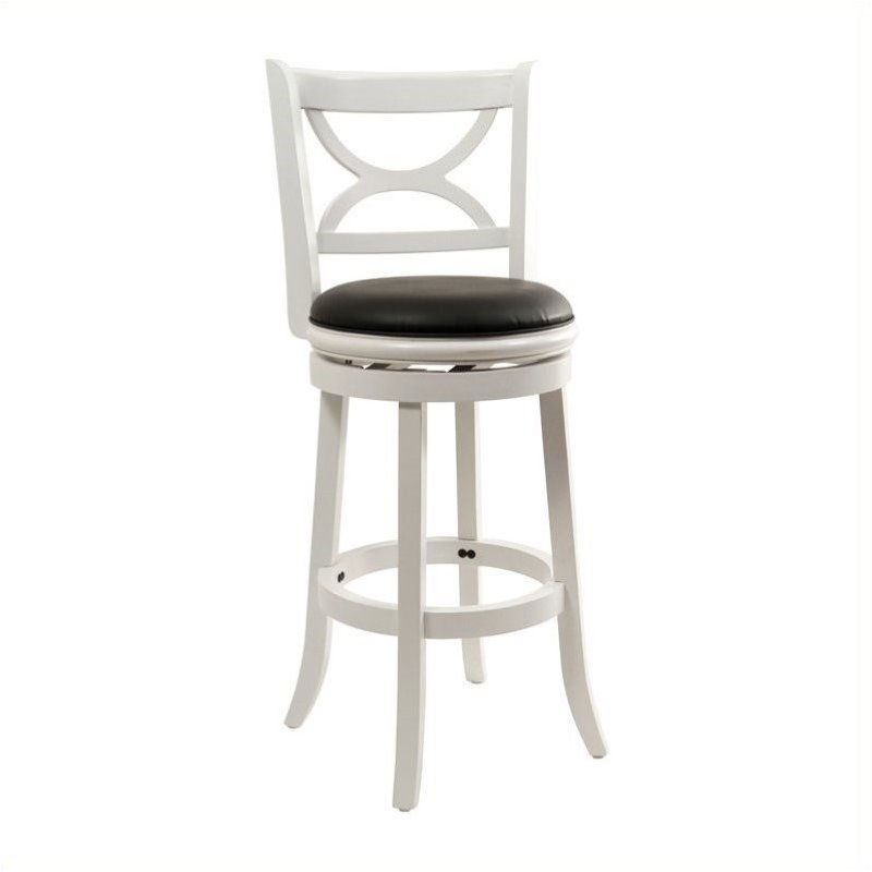 Bowery Hill Wood Buttermilk/Black Bar Stool Swivel Cushioned Seat 30