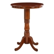 Bowery Hill Round Traditional Wood Pub Table with Dedestal Base in Cherry