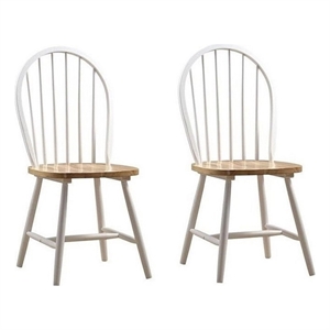 Bowery Hill Solid Hardwood White/Natural Dining Chair Rectangular Spindle Backrest 37.5&quotH Unassembled