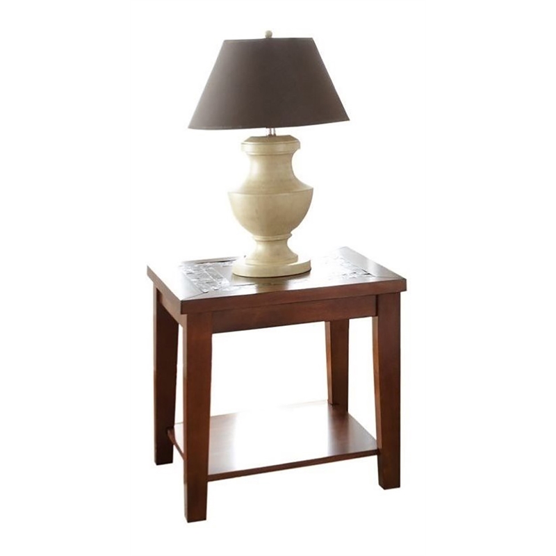 Bowery Hill Slate Wood Cherry End Table Rectangular 24