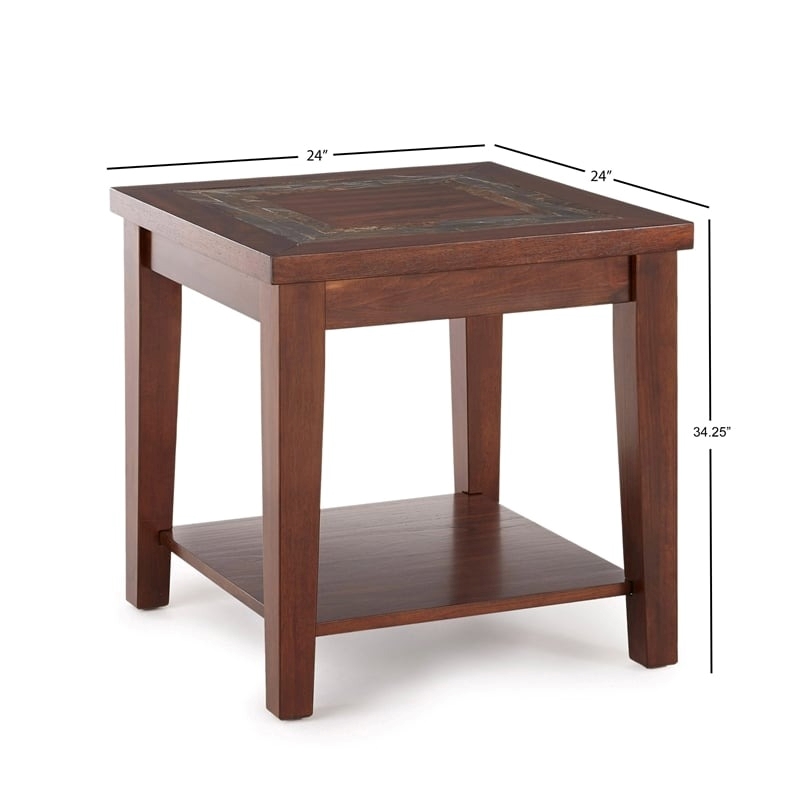 Bowery Hill Slate Wood Cherry End Table Rectangular 24