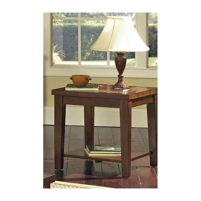 Bowery Hill Slate Wood Cherry End Table Rectangular 24