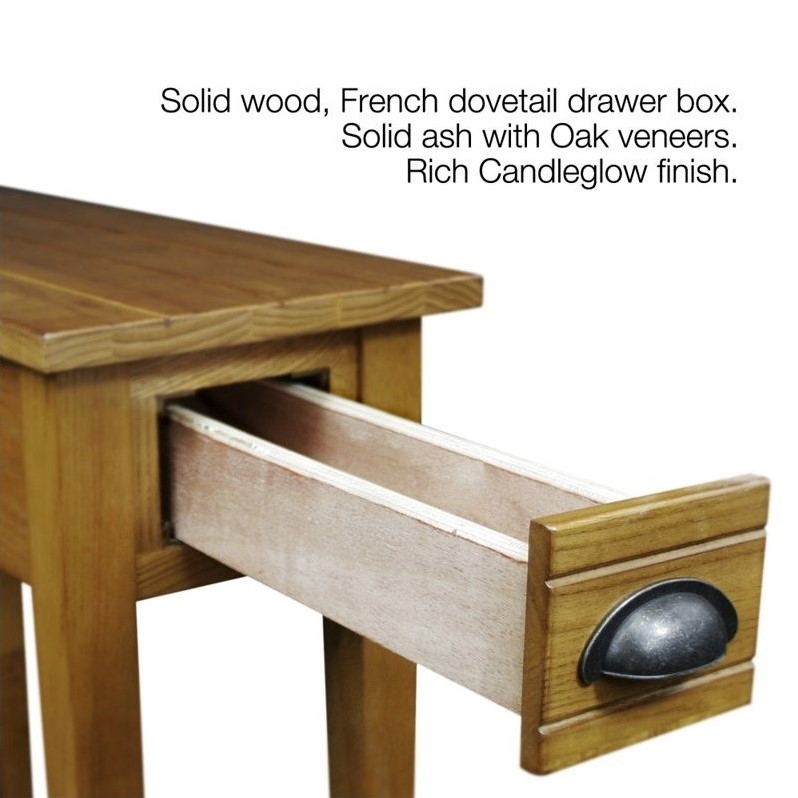 Bowery Hill Bin Pull Narrow End Table in Candleglow Finish