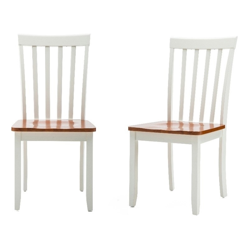 Bowery Hill Wood Cream/Honey Oak Dining Chair Armless Contoured Seat 18