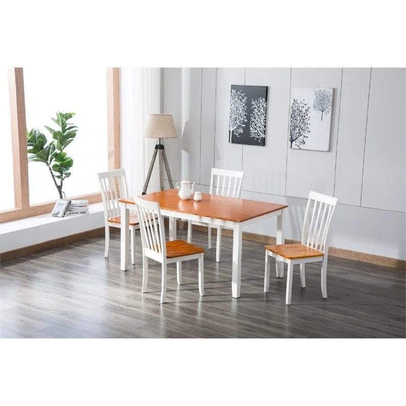 Bowery Hill Wood Cream/Honey Oak Dining Chair Armless Contoured Seat 18
