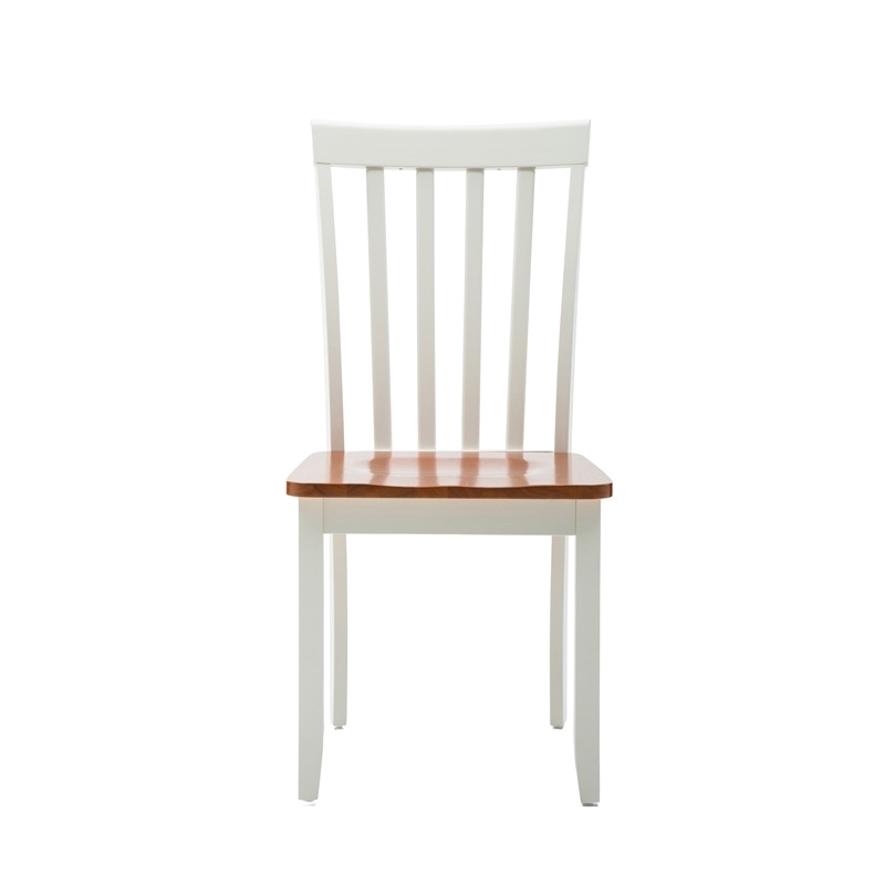 Bowery Hill Wood Cream/Honey Oak Dining Chair Armless Contoured Seat 18