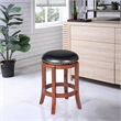 Bowery Hill Wood Bar Stool Chair in Cherry With Rotating Round Seat & Footrest