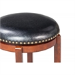 Bowery Hill Wood Bar Stool Chair in Cherry With Rotating Round Seat & Footrest