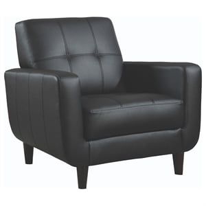 Bowery Hill Faux Leather Black Accent Chair Round Unassembled