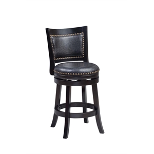 Bowery Hill 25.75&quot Wood & Faux Leather Swivel Counter Stool in Black