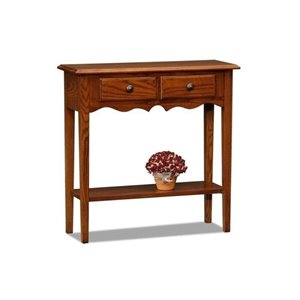 Bowery Hill Petite Two Drawer Console Table in Medium Oak