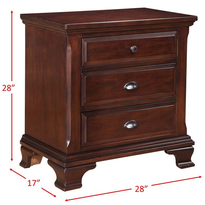 Bowery Hill Pine Cherry Nightstand Rectangular 28