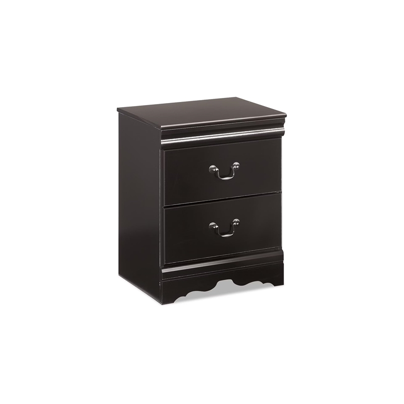 Bowery Hill 2 Drawer Wood Nightstand in Black