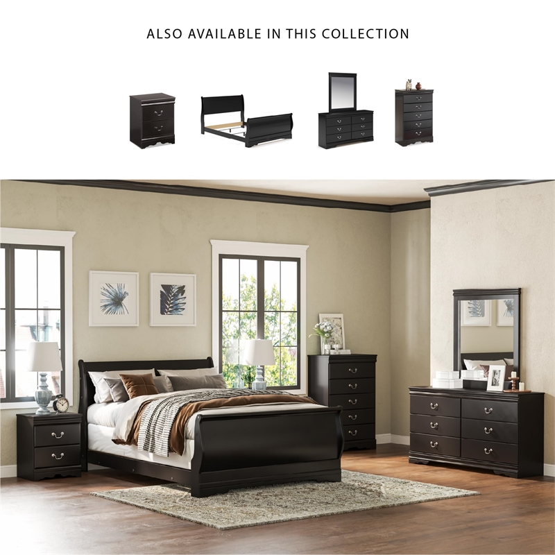 Bowery Hill 2 Drawer Wood Nightstand in Black