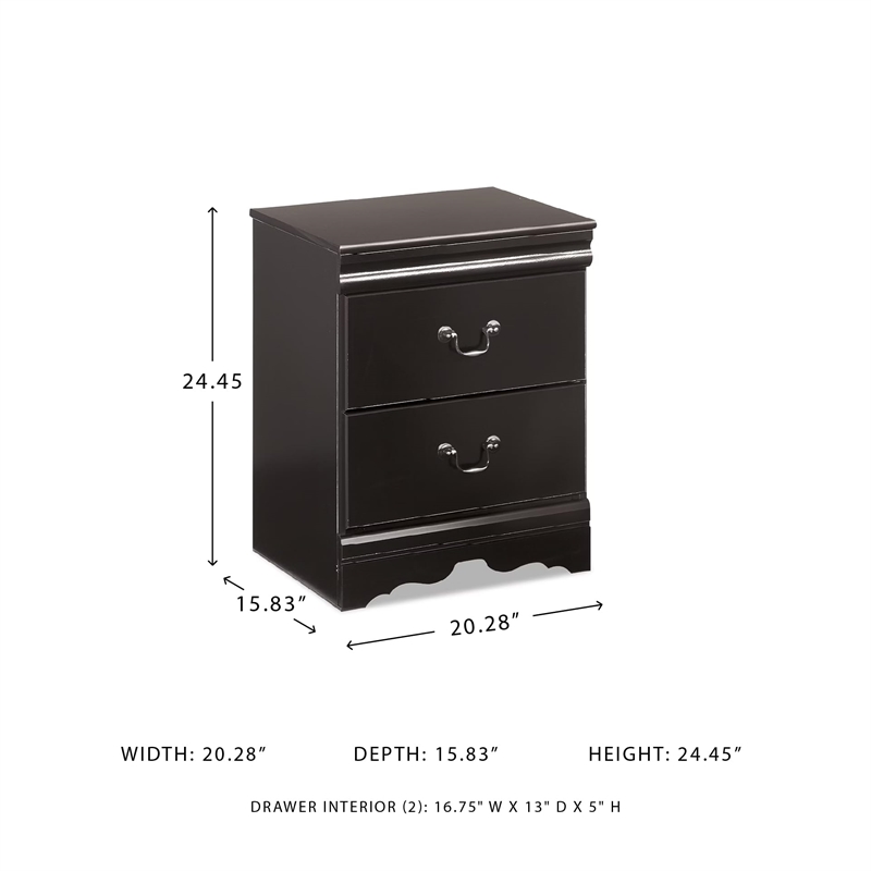 Bowery Hill 2 Drawer Wood Nightstand in Black