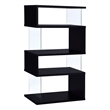 Bowery Hill Wood Black Bookcase Zigzag Contemporary 63