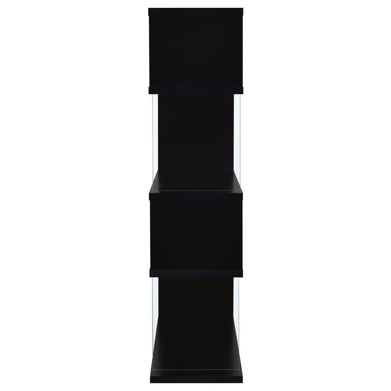 Bowery Hill Wood Black Bookcase Zigzag Contemporary 63