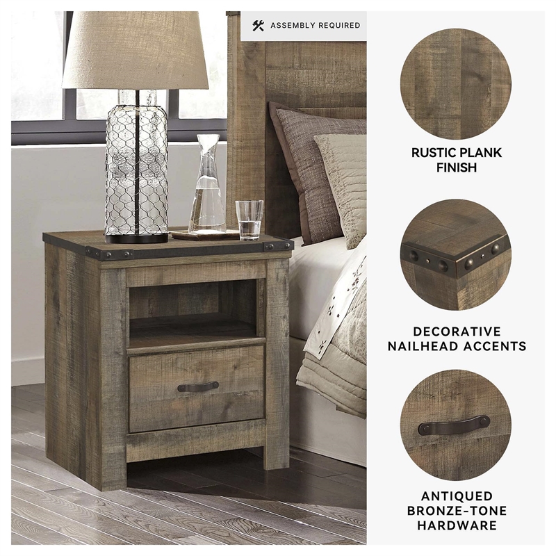 Bowery Hill 1 Drawer Wood Nightstand in Brown