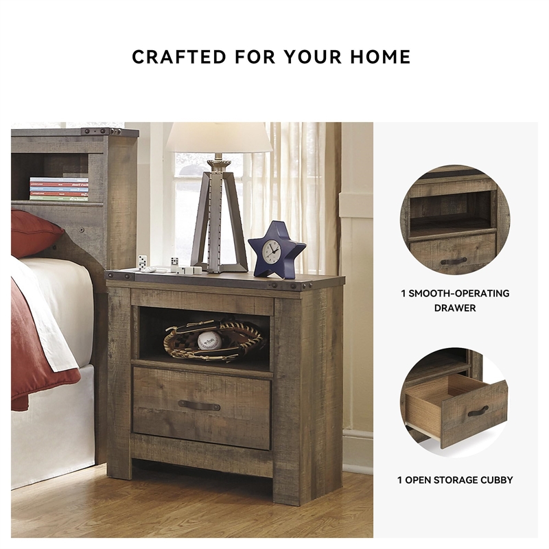 Bowery Hill 1 Drawer Wood Nightstand in Brown