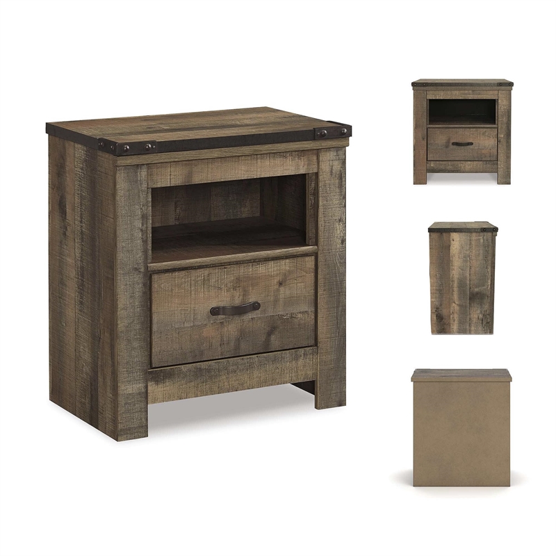 Bowery Hill 1 Drawer Wood Nightstand in Brown