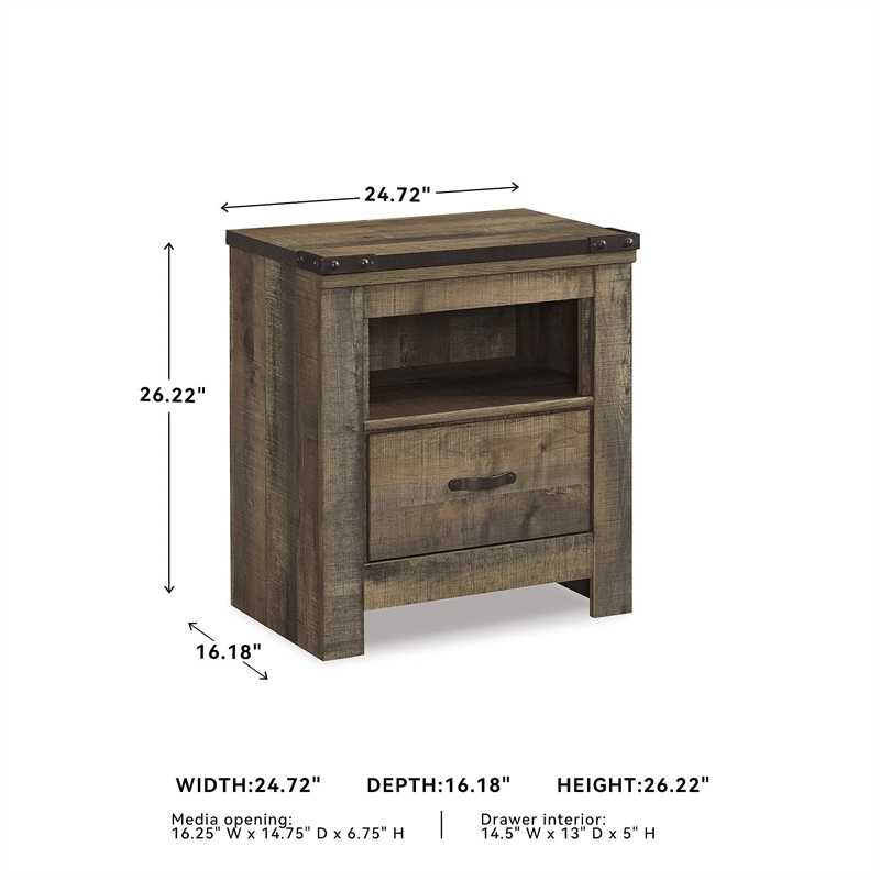 Bowery Hill 1 Drawer Wood Nightstand in Brown