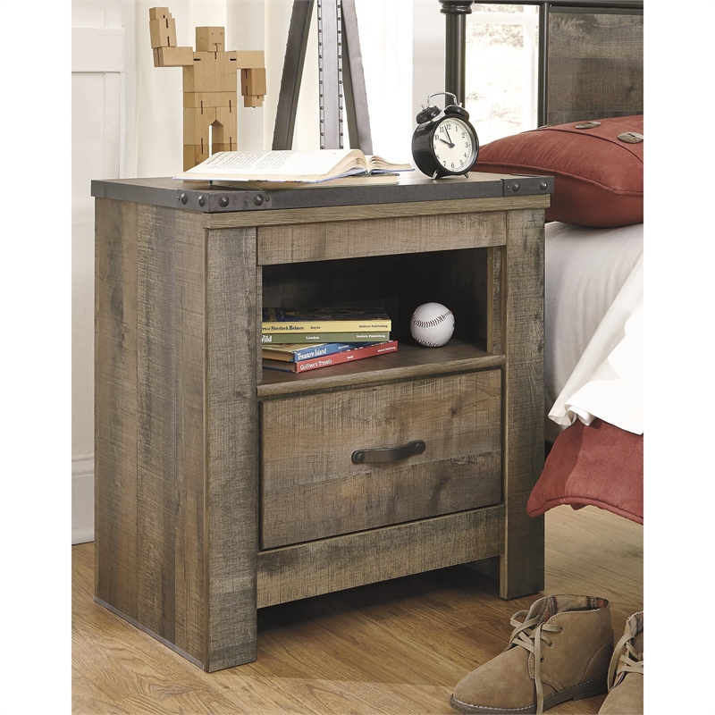 Bowery Hill 1 Drawer Wood Nightstand in Brown