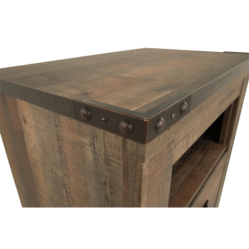 Bowery Hill 1 Drawer Wood Nightstand in Brown