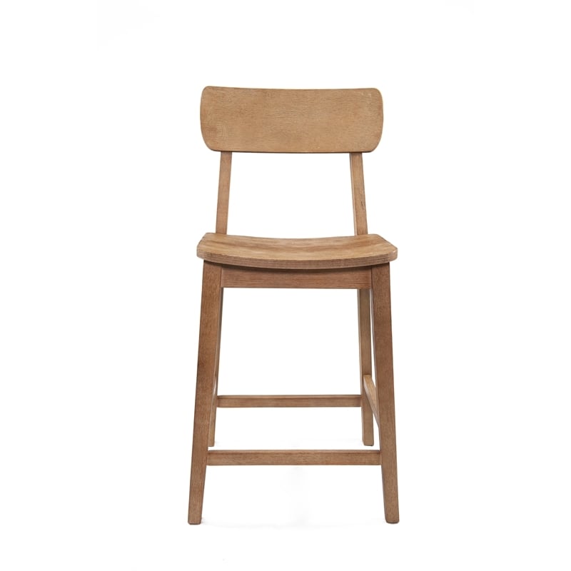 Bowery Hill Wood Brown Bar Stool Square Footrest Backrest 39