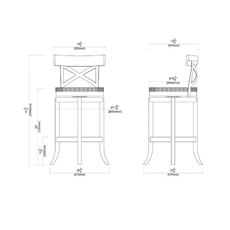 Bowery Hill Rubberwood Mahogany Swivel Bar Stool Rectangular 29