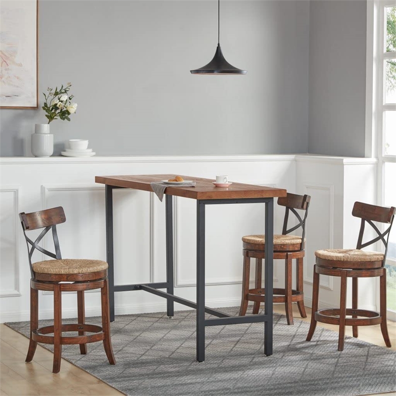 Bowery Hill Rubberwood Mahogany Swivel Bar Stool Rectangular 29