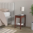Bowery Hill Glass Top Narrow End Table in Chestnut