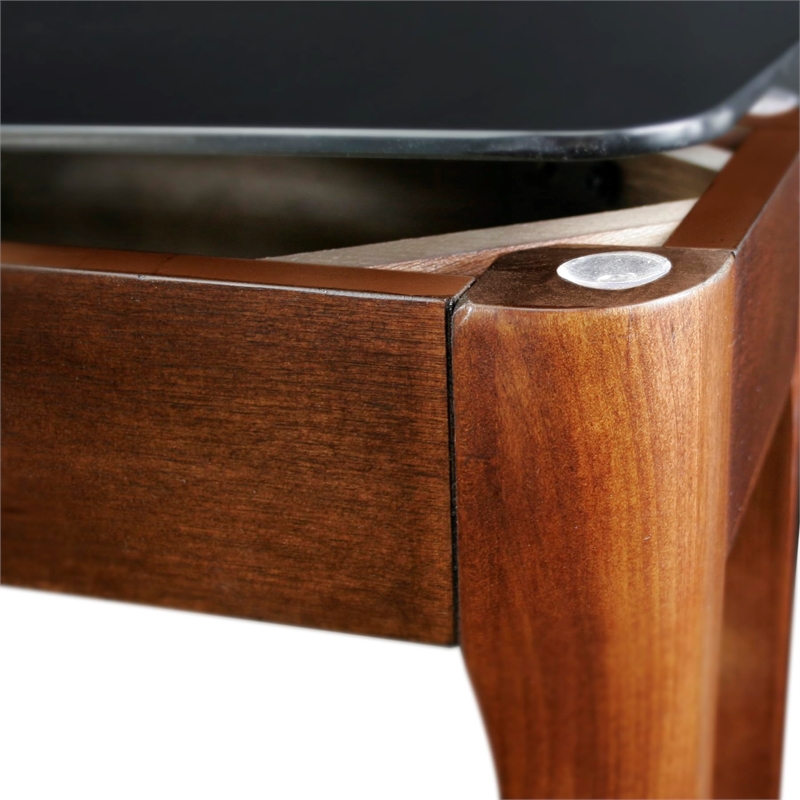 Bowery Hill Glass Top Narrow End Table in Chestnut