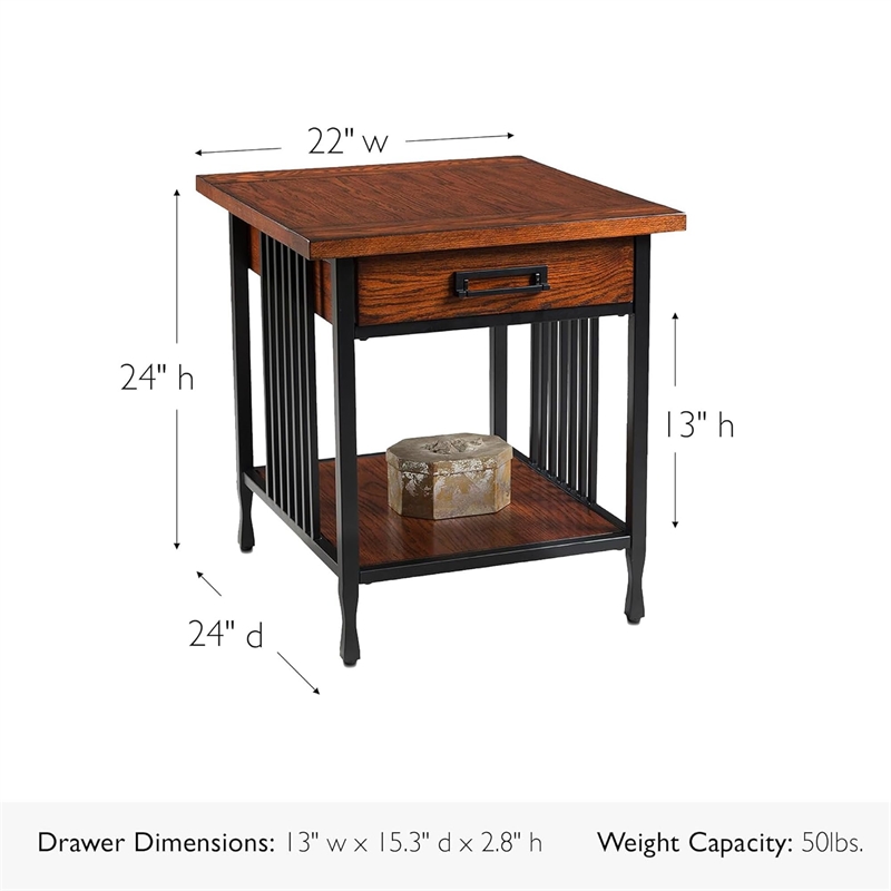 Bowery Hill End Table in Burnished Oak