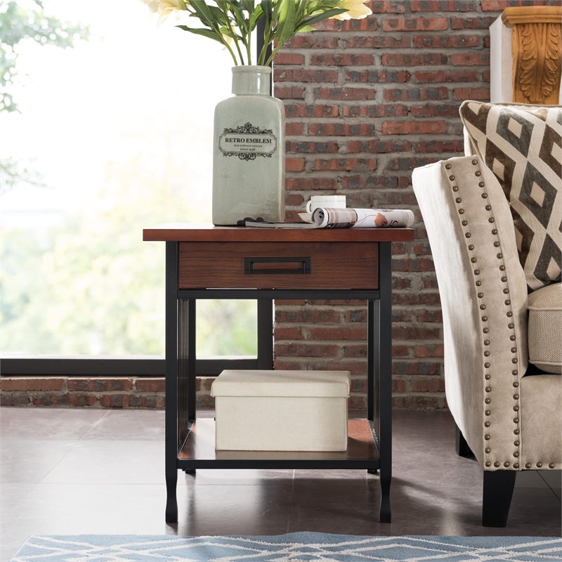 Bowery Hill End Table in Burnished Oak