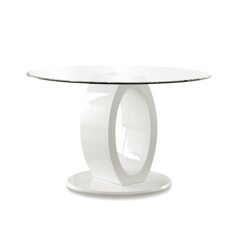 Bowery Hill Glass White Dining Table Round Tempered 48