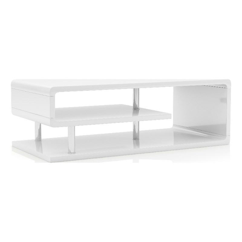 Bowery Hill Chrome White Coffee Table Rectangular 47.25