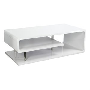 Bowery Hill Chrome White Coffee Table Rectangular 47.25&quot