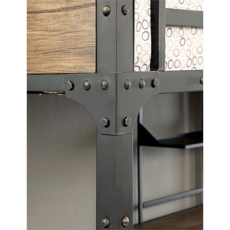 Bowery Hill Metal Black Twin over Workstation Bunk Bed Rectangular 66.5