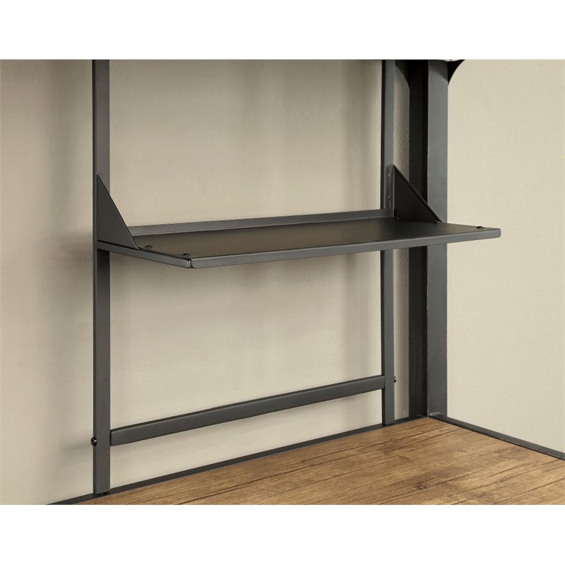 Bowery Hill Metal Black Twin over Workstation Bunk Bed Rectangular 66.5