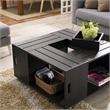Bowery Hill 4-Shelf Square Modern Wood Coffee Table in Espresso