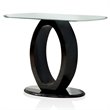 Bowery Hill Tempered Glass Black Console Table Oval Contemporary 47.25