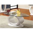 Bowery Hill Glass White Coffee Table Oval 47.25