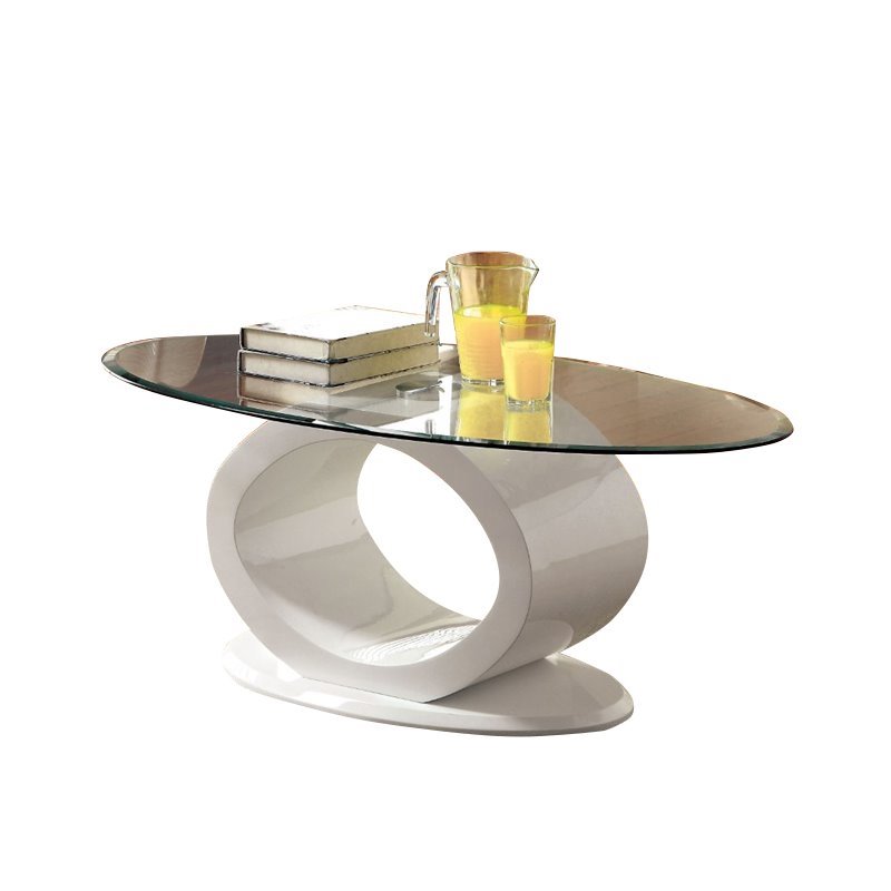 Bowery Hill Glass White Coffee Table Oval 47.25