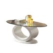 Bowery Hill Glass White Coffee Table Oval 47.25